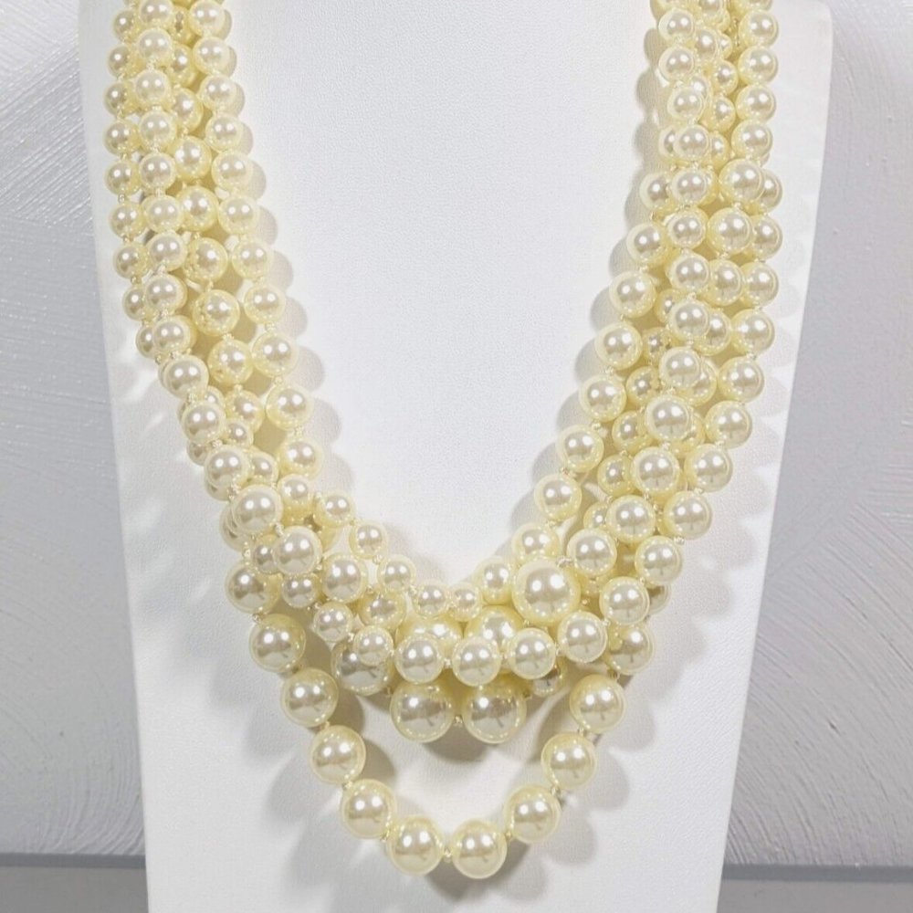 J.Crew Five Strand Faux Pearl Necklace High Luster with matching bracelet